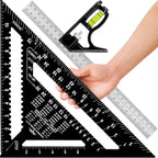Premium Rafter Square and Combination Triangle Square Set, Woodworking Framing Square, Ruler and Protractor Tool Set