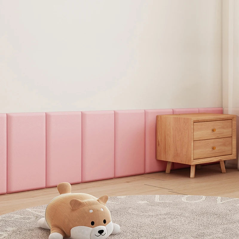 3D Soft Wall Panel for Safe Anti-Collision Wall Pad Self Adhesive Leather Rectangular Peel and Stick Headboard for Kids Bedroom