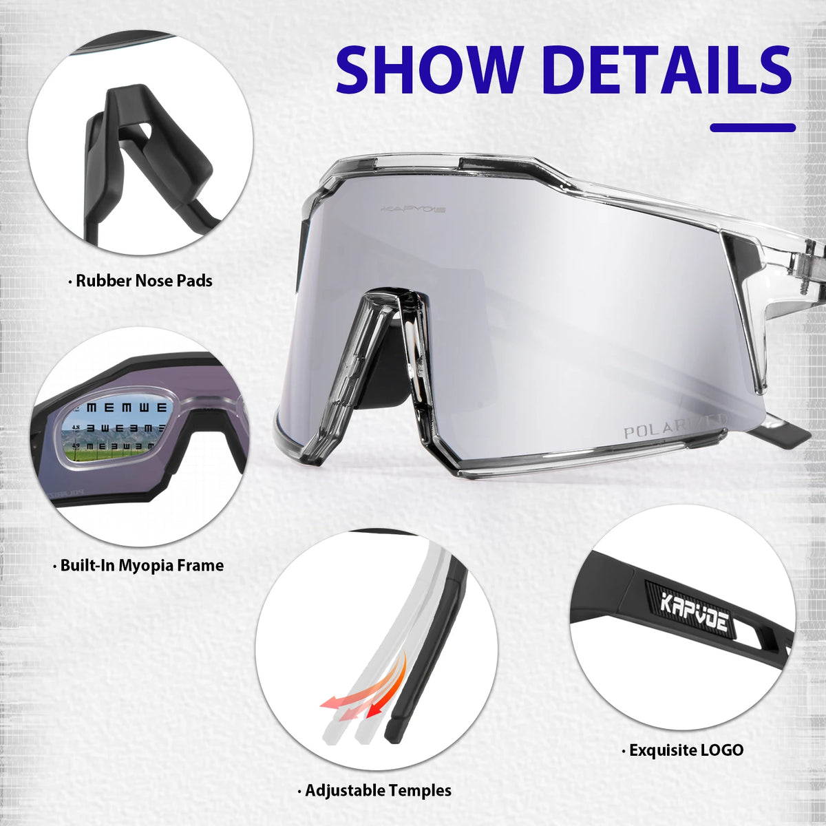 Kapvoe Cycling Glasses Polarized MTB Road Bike Glasses UV400 Protection Sunglasses Ultra Light Sport Eyewear Equipment