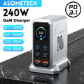 240W GaN Charger PD3.1 140W USB Type C 6 Ports PPS PD Desktop Fast Charging Station for MacBook Laptops Tablet iPhone Samsung