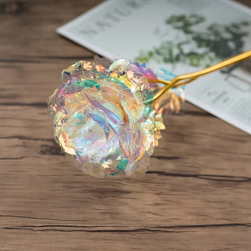 Rose Colorful Rainbow Artificial Flowers Crystal Flower Best Gifts for Mother's Day Thanksgiving Valentine's Day Birthday Party