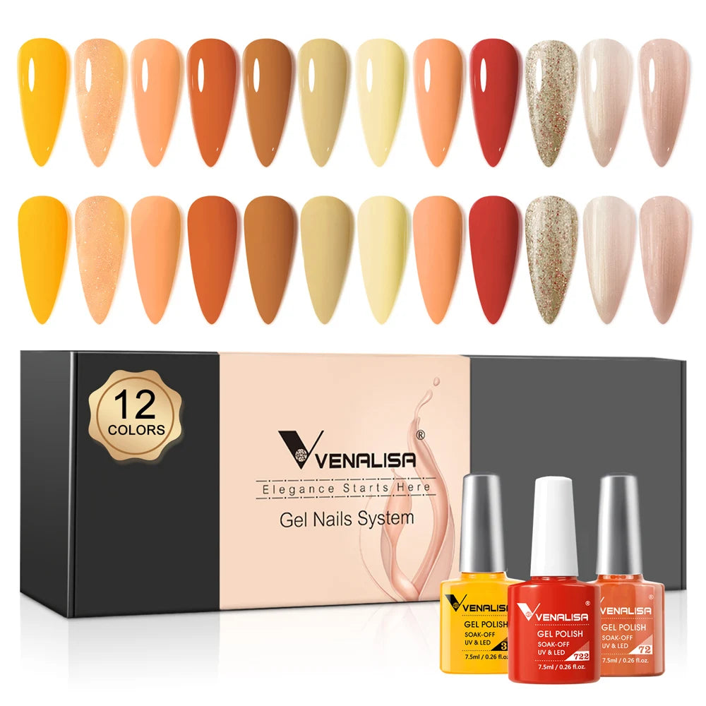 6/12pcs/Set Venalisa Gel Nail Polish VIP Kit Charming Neon Color Gel Pink Natural Color Series Rubber Gel Great Coverage Lacquer