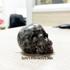 Natural Crystal Skull Yooperlites Carved Skull Statue Craft Fire Stone Figurine Powerful Witchcraft For Halloween Decor Gift