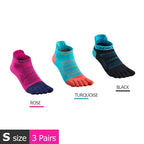 AONIJIE 3 Pairs Five Toe Running Socks Low Cut Coolmax Nylon Lycra, Sizes S- L