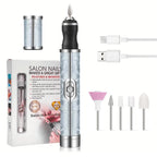 LULAA Cordless Rechargeable Electric Nail Drill Machine, Pink/Blue/White, 12.5cm