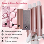 Hatteker Professional Hair Curling Iron Ceramic Triple Barrel Waver Electric Hair Styling Tool for Versatile Curls And Waves EU