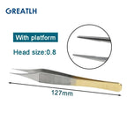 Autoclavable Stainless Steel Tissue Forceps with Golden Handle Teethed Forceps Ophthalmic Instrument 1pcs