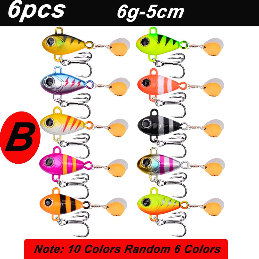 5/6pcs Mini VIB With Spoon Fishing Lures 6g 10g 17g 25g 2cm Lure Fishing Tackle Pin Crankbait Vibration Spinner Sinking Bait