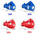 Electric vehicle charging adapter CEE Plug 16A/32A Red to Socket Blue 1-phase 32A 7KW 16A 3.5KW Red 3-Phase 16A 11KW 32A 22KW