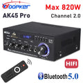 Woopker Stereo Power Amplifier AK45 Pro Max 820W 2 Channel Bluetooth 5.0 Hi-Fi AMP Player for Home Theater Car Karaoke