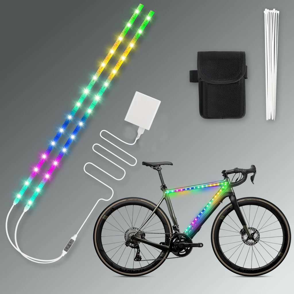 Bicycle RGB strip lights are suitable for night riding, camping riding, and outdoor cycling. Night riding is both fun and safe