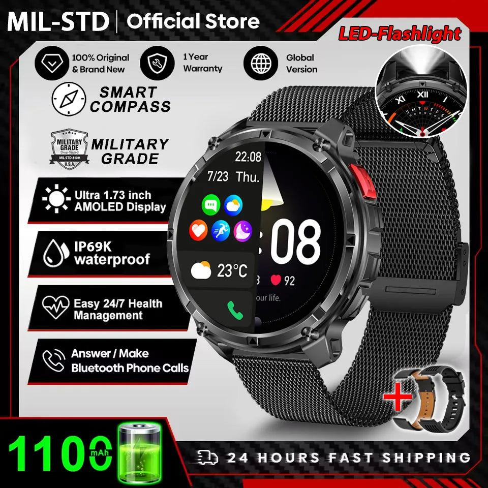 2026 New T-Rex3 Pro 1100mAh Battery Smart Watch GPS path 5ATM Waterproof Sports Run tracker Outdoors Compass Military Smartwatch