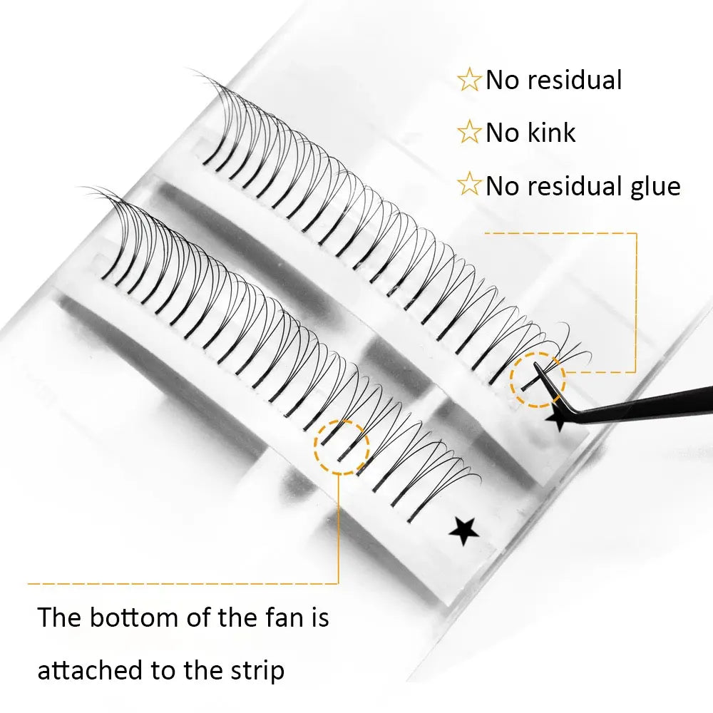 Abonnie 10 Cases Russian Volume Eyelash Extensions Eyelash Bouquets Volume Long Stem Soft Matte Black Premade Extension