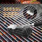 Stainless steel grill cleaning brush, outdoor BBQ grill wire brush with scraper, grill accessories, picnic tools