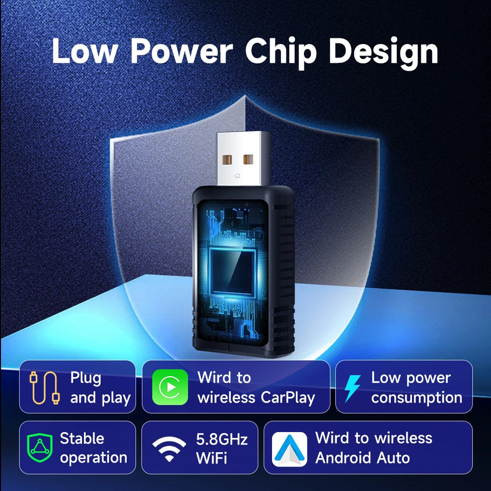 HEYINCAR Baidu Carlife to Carplay Wireless Adapter Auto Connect, Supports Online Music, Map Navigation