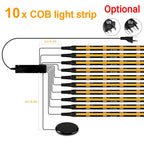 1-10 Channel COB LED Strip Kit - Black PCB, With No-Drill Dimmable Penetrating Board Touch Sensor Switch for Cabinet Background