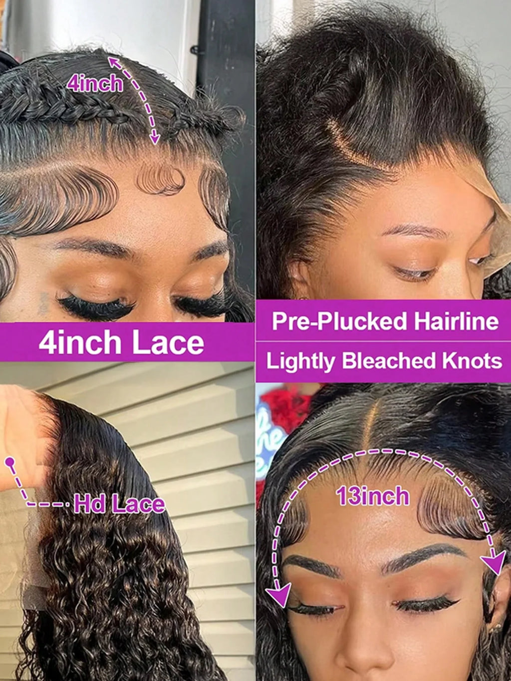 40 46 Inch 13x4 13x6 Full Frontal HD Transparent Lace Long Deep Wave Brazilian Remy Human Hair Pre plucked Wigs 200 Density