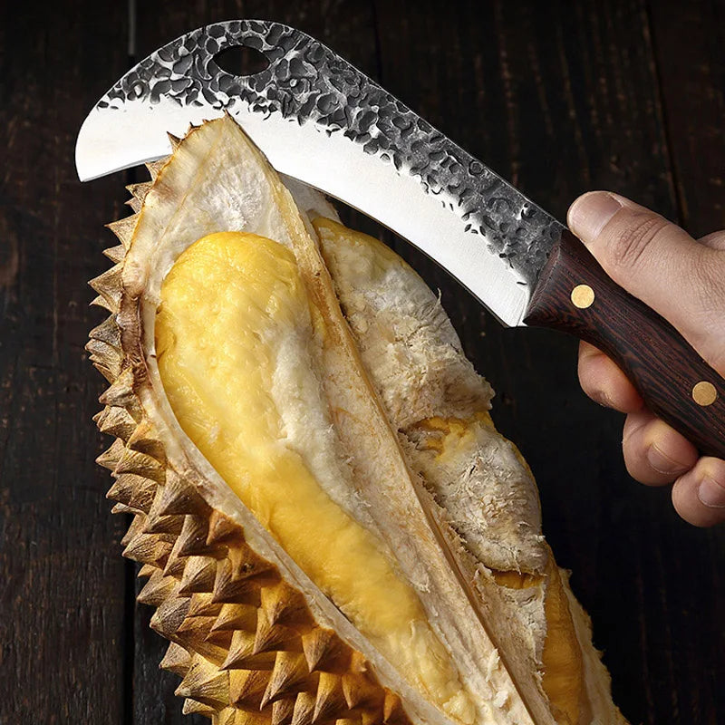 Hand Forged Blade Fruit Knife Banana Durian Knife Wood Handle Boning Butcher Pineapple Knife Household Barbecue Utility Knives
