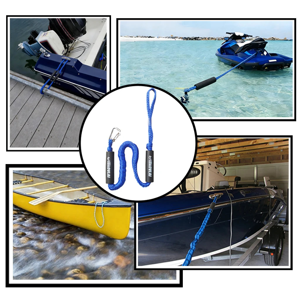 7ft Bungee Dock Line  Stainless Steel Clips Heavy Duty Shock Absorbing Boat Mooring Rope for Jet Ski Pontoon