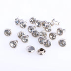 100 Sets 6/8mm Glass Rivets Rhinestone Glitter Crystal AB Silver Edge Stones Studs With Care Rhinestones for DIY Crafts Leather