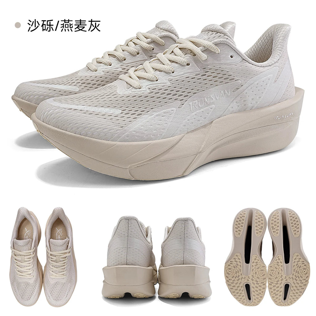 IRUNSVAN Carbon Fiber Running Shoes Thick Sole Breathable Unisex Sneakers, Sizes 37-44