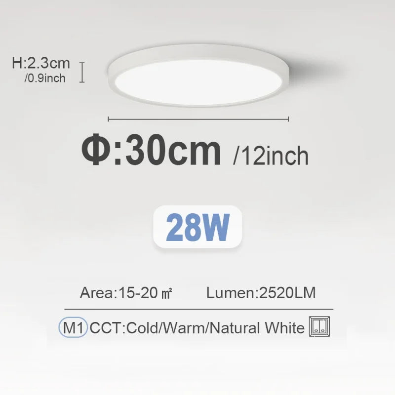 Ultra-Thin LED Ceiling Lamp Chandelier 23/30cm with Remote Control for Home Decor Lighting in Living Room Bedroom Kitchen