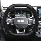 Suitable for Dacia Suede Matte Carbon Fiber Texture Steering Wheel Cover, Suitable for Models Such as Sandero Stepway, Duster, Jogger, Bigster, Spring, Electric, Cargo, Logan, Etc., Black Mocha Car Accessories