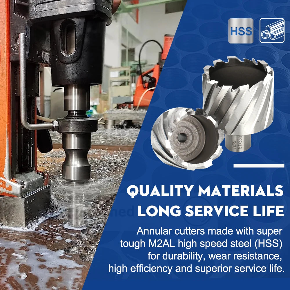 CMCP 1pc Core Drill Bit 6-60mm Annular Cutter HSS Weldon Shank Hollow Drill Bit Hole Saw Cutter For Metal Cutting Tool