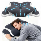 Ergonomic Cervical Pillow Memory Foam Pillow Neck Pain Relief Comes With Ice Silk Pillowcase Adjustable  For Back Side Sleepers