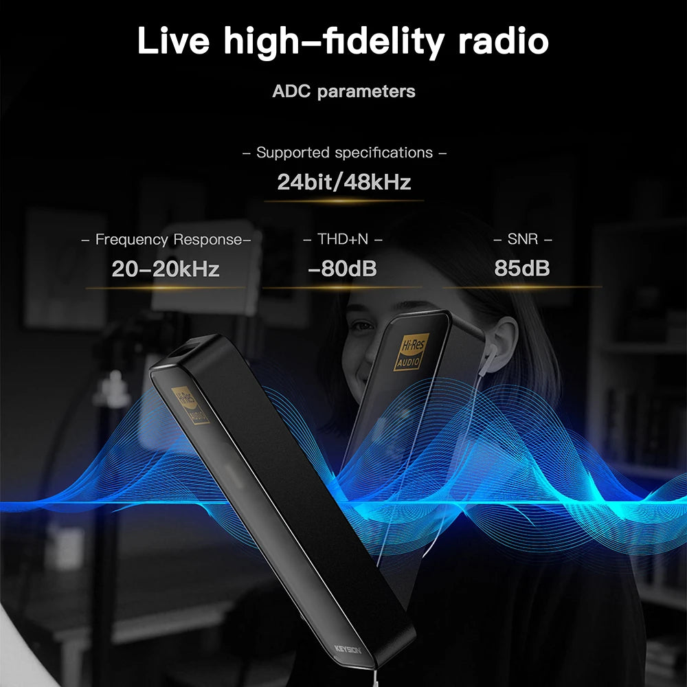 KEYSION CS43198 USB-C to 3.5mm DAC Headphone Amp, 384kHz DSD256, Black