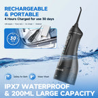 Portable F18 Water Flosser 4 Modes Water Floss USB Rechargeable 4 Nozzles Oral Water Jet 200ml Water Tank Waterproof