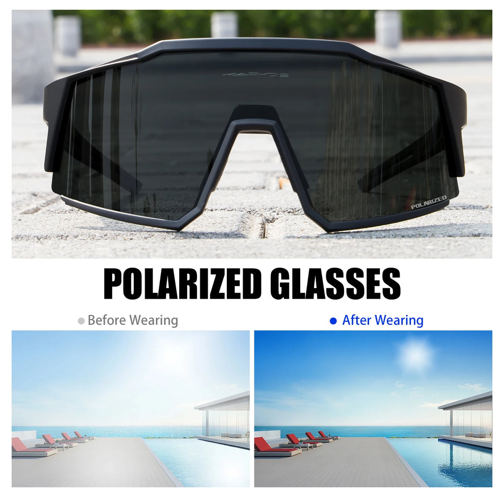 Kapvoe Cycling Glasses Polarized MTB Road Bike Glasses UV400 Protection Sunglasses Ultra Light Sport Eyewear Equipment