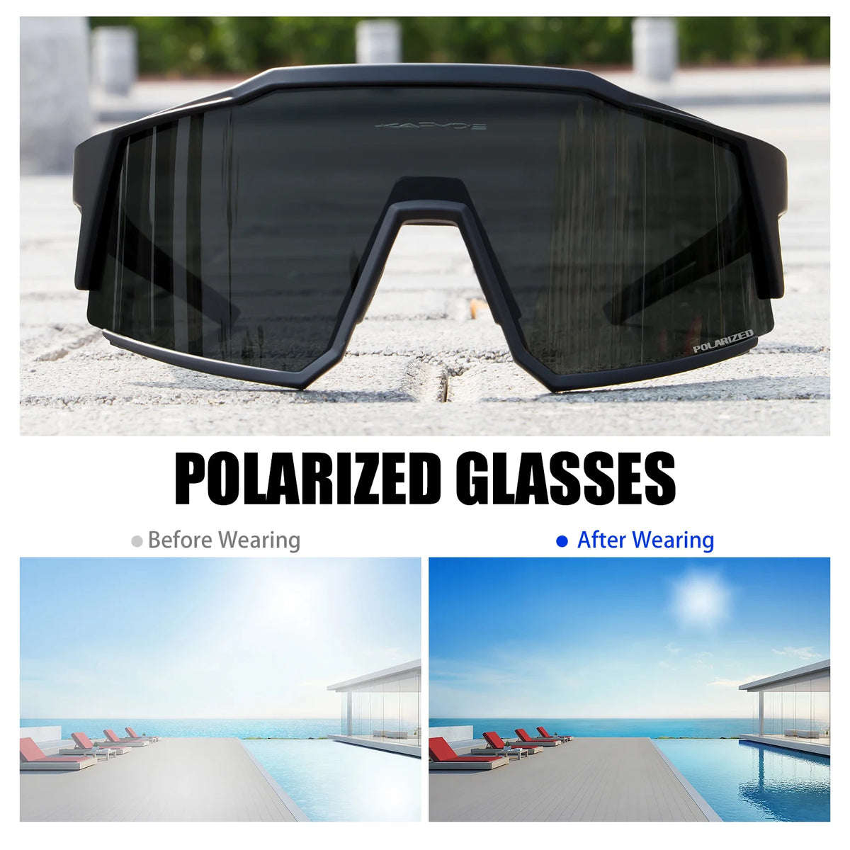 Kapvoe Cycling Glasses Polarized MTB Road Bike Glasses UV400 Protection Sunglasses Ultra Light Sport Eyewear Equipment