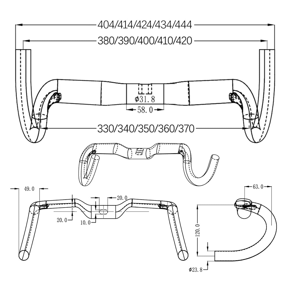 BALUGOE Bike professional competition competitive Carbon Road Bicycle Handle All internal cables Lift the 20MM handalebar UCI