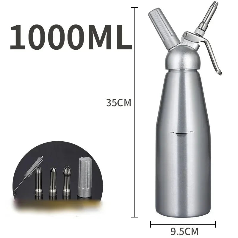 500/1000ml Whipped Cream Gun Cream Dispenser Stainless Steel Cake Piping Gun Siphon Squeeze Bottle Dessert Tool Cream Whippers