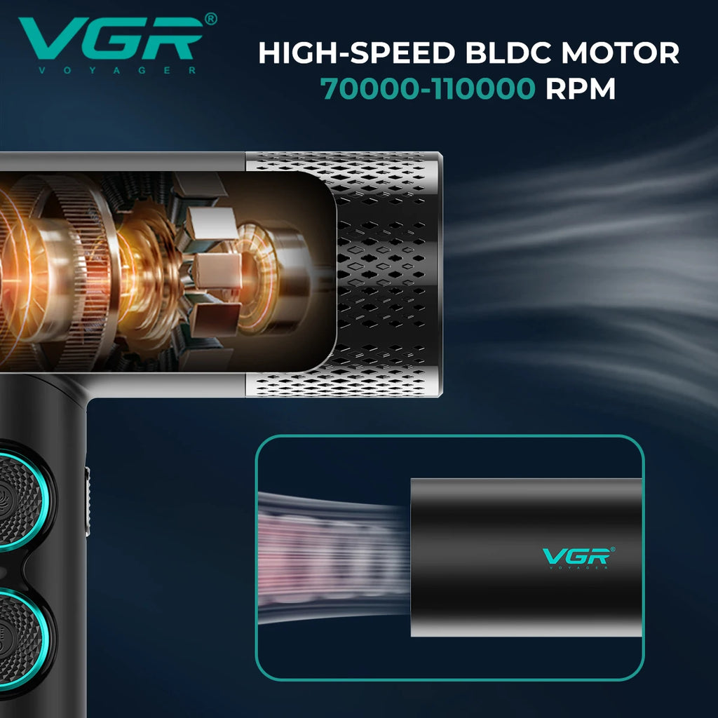 VGR High-Speed Hair Dryer V-401 110000 RPM Brushless Motor Hot/Cold EU Plug