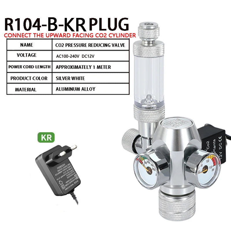 Aquarium CO2 regulator Dual meter solenoid valve Bubble meter  CO2 steel cylinder Reaction system CO2 pressure reducing valve