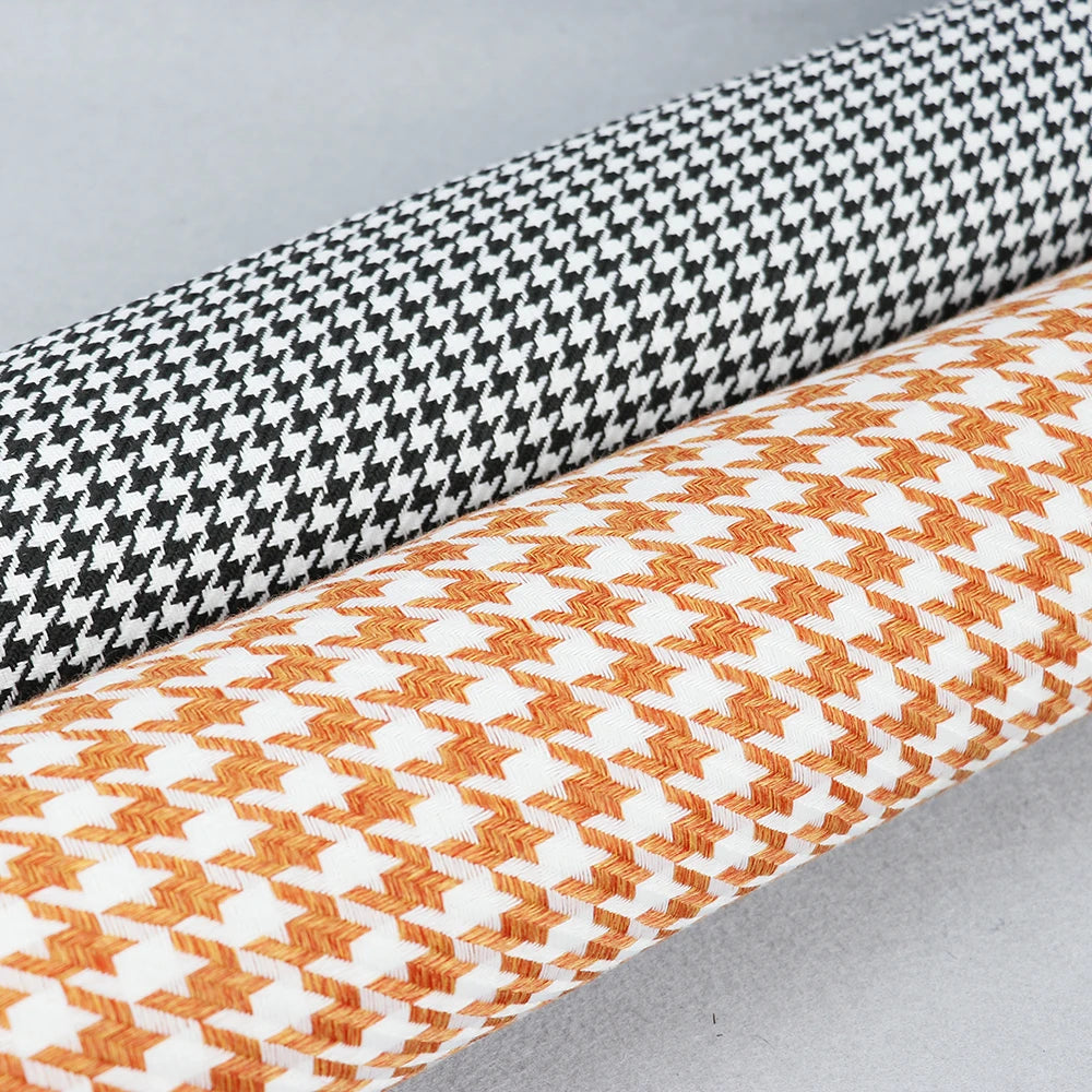 Houndstooth Cotton Linen Upholstery Fabric 1x1.5m Black-White Car Seat Door Panel Headliner