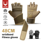Half Finger Cycling & Gym Training Gloves Anti-Slip Grip, Black/Brown, Sizes M-XL