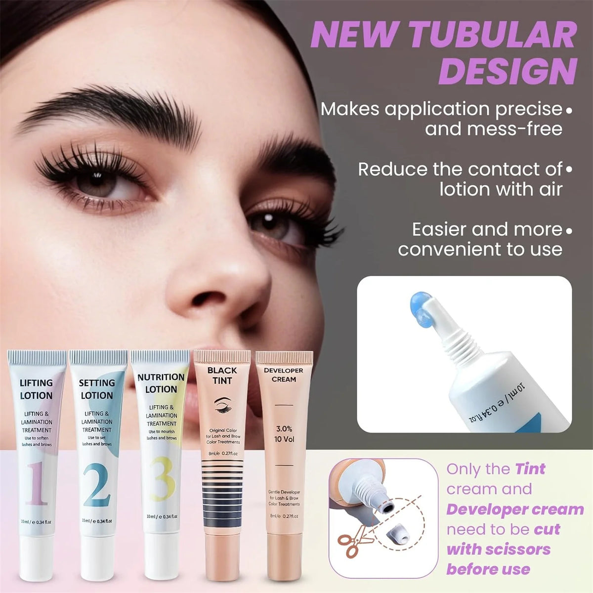 PERMANIA Lash Lift and Black Kit Full Tube Design Brow Lamination Kit Salon Grade Instant Curling & Coloring Tool For Home Use