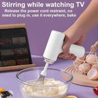 Electric Egg Beater Wireless Electric Food Mixer Handheld Mixer with 3 Speed Settings Baking Dough Cake Cream Milk Whisk