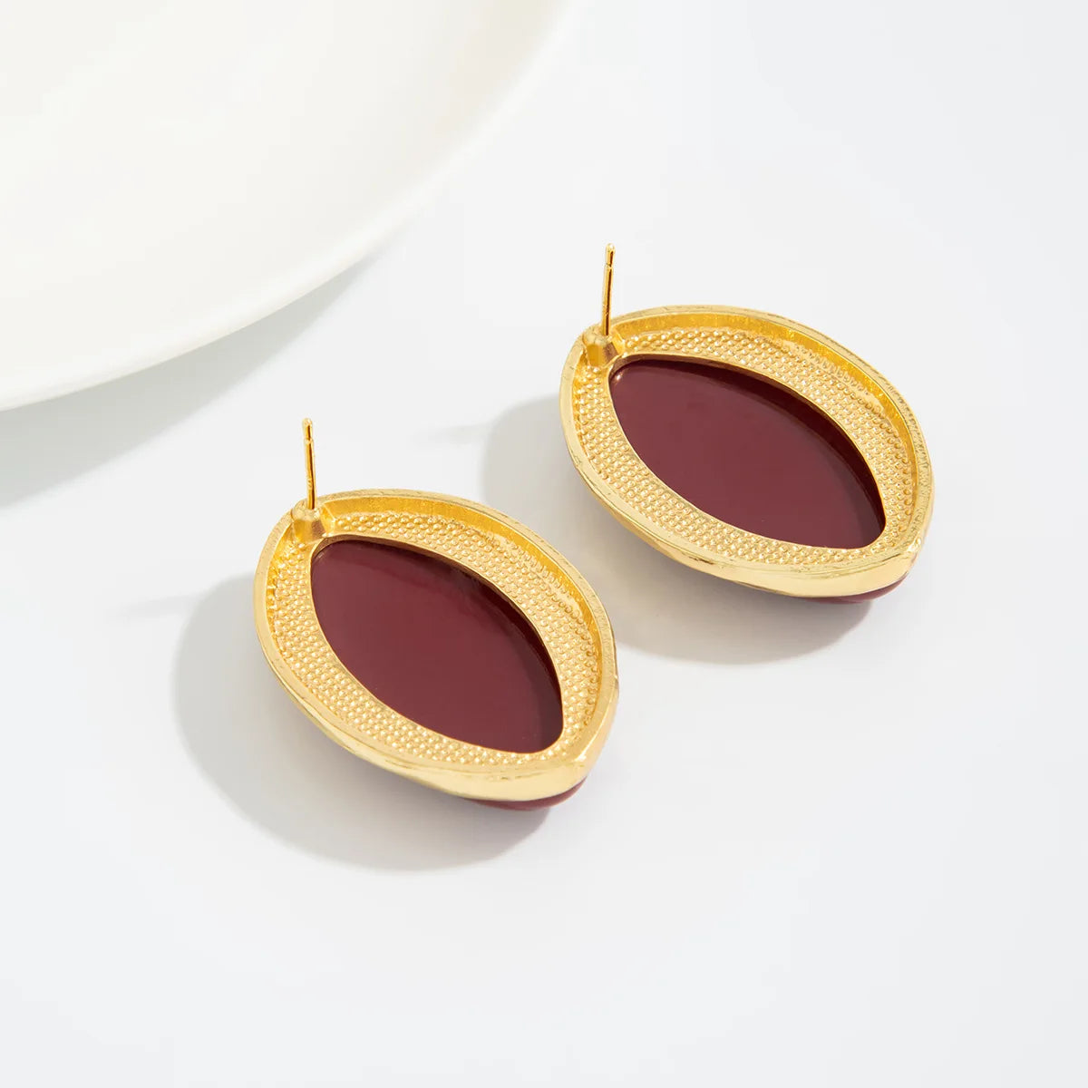 1 Pair Retro Resin Acrylic Oval Stud Earrings for Women Trendy Gold Color Geometric Earrings Fashion Jewelry Accessories