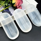 1pc Selenite Bowl Plate Ornament, Irregular Oval Carved Quartz Crystal, Gift for Friend, Office Bedroom Living Room Home Decorat