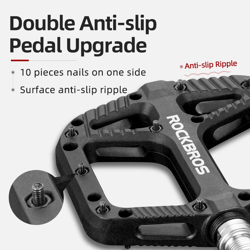ROCKBROS Bicycle Pedals Ultralight Sealed Bearings Nylon Bike Pedals Anti-Slip MTB Road Flat Platform Cycling Pedal Accessories
