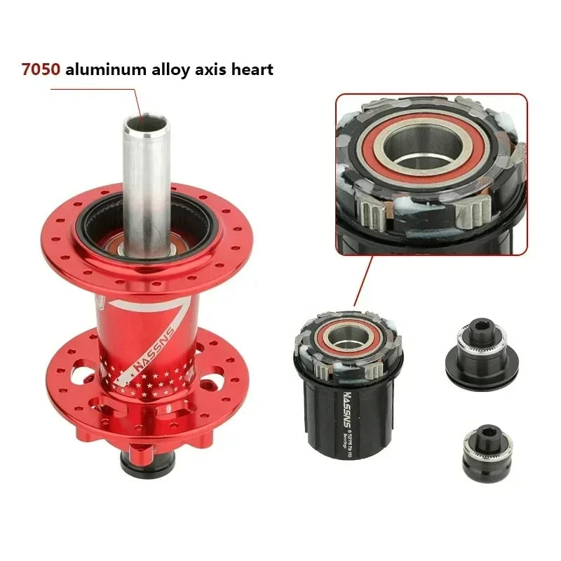 HASSNS Pro 7 36h Rear Hub Bearing 36Holes Freehub MTB Bike Four Palin 32H Rear Hub for 7-12 Speed Noisy Cube Bicycle 6 Pawl Hubs