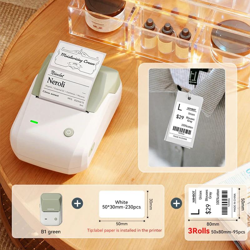 NIIMBOT B1 Bluetooth thermal label printer 2 inch portable sticker maker with tapes