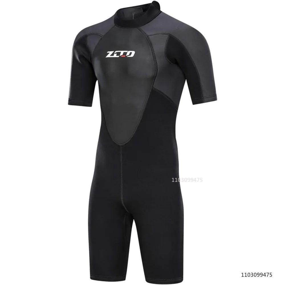 ZCCO Men's Neoprene Shorty Wetsuit Back Zip 1.5mm or 3mm Black Sizes S-4XL