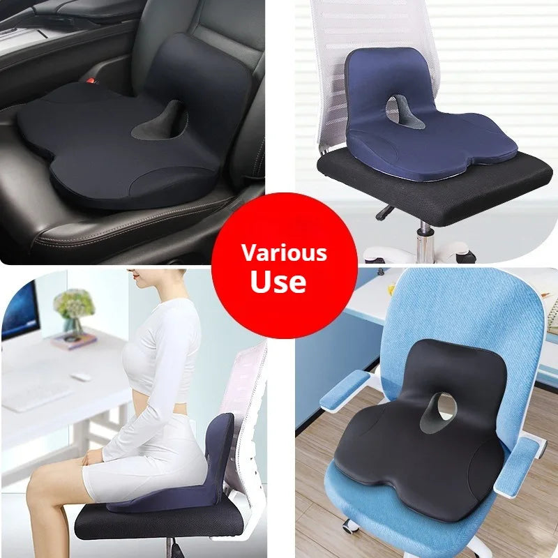 L-Shaped Integrated Office Chair Seat Cushion Memory Foam Seat Cushion Anti-Slip Bottom Pressure-Reducing Hip Waist Support