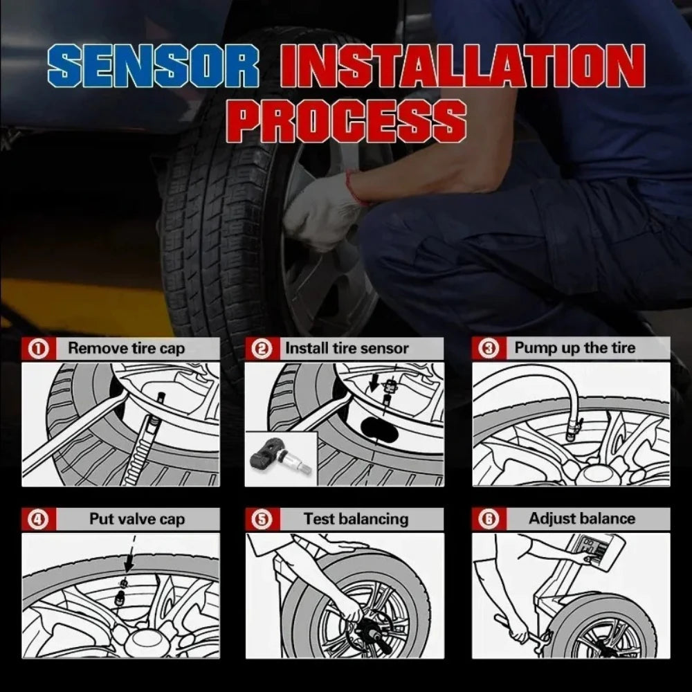 Launch RF TPMS Sensor 315MHz & 433MHz 2 in 1 TPMS Sensor Tire Pressure Scanner Tire Repair Tools with for X431 I-TPMS/CRT5011E