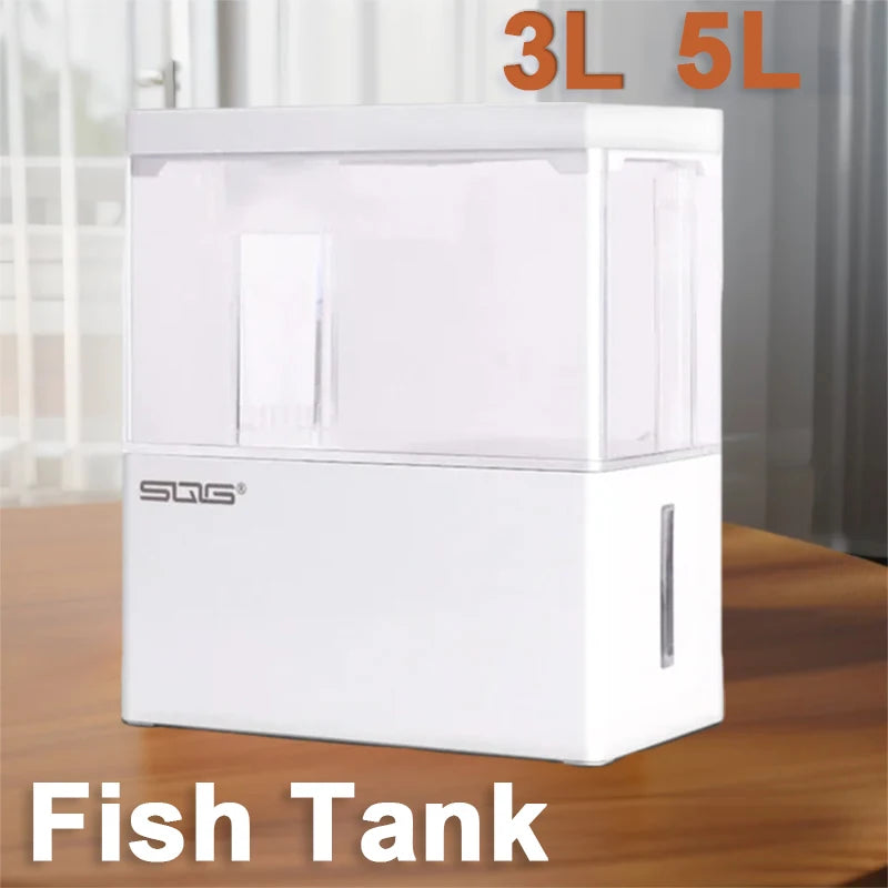 Mini Fish Tank 3L Desk Fish Tank 5L Water Plastic Fish Tank Botton Filter With Water Pump Fish Bowls